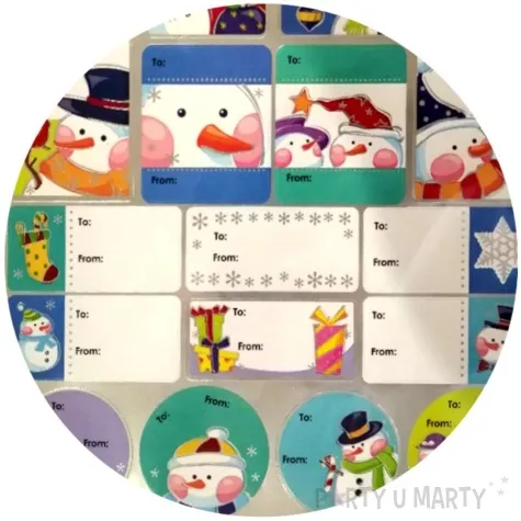 naklejki na prezenty balwanki niebieski mix arpex