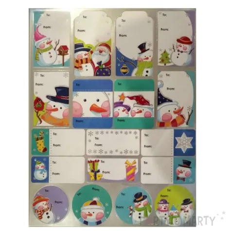 naklejki na prezenty balwanki niebieski mix arpex