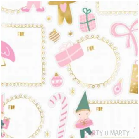 naklejki na prezenty swiateczne skrzaty rozowe partydeco