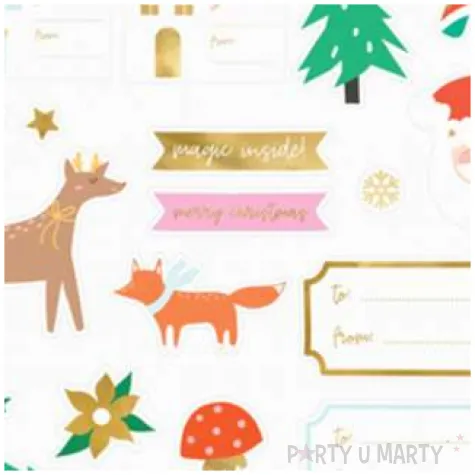 naklejki na prezenty swiateczne wzory mix partydeco 20 szt