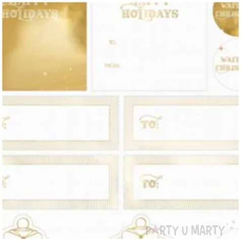naklejki na prezenty swiateczne zaproszenia zlote partydeco
