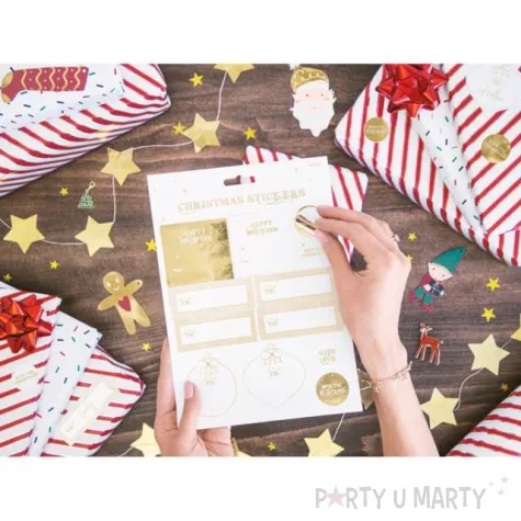 naklejki na prezenty swiateczne zaproszenia zlote partydeco
