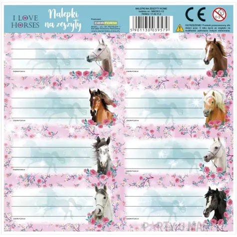 naklejki na zeszyt i love horses konie rozowe starpak 8 szt