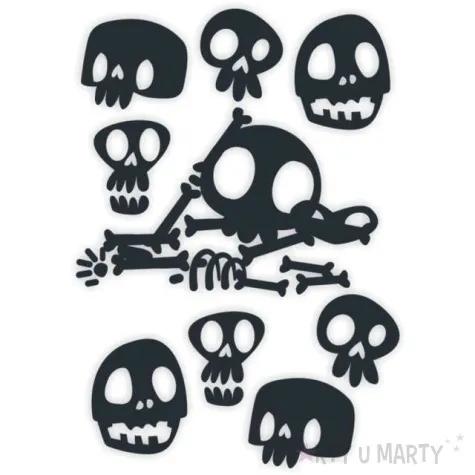 naklejki party czachy mix czarne a4 9 szt