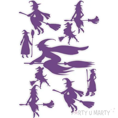naklejki party czarownice mix fioletowe 9 szt