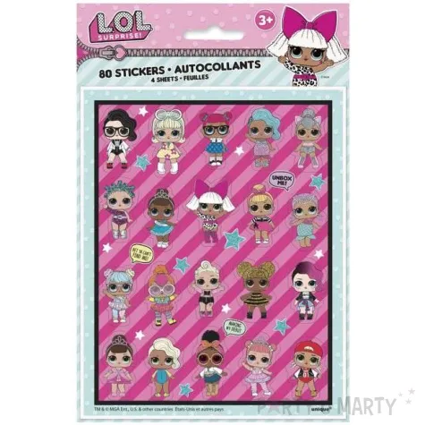 naklejki party lol surprise unique 80 szt