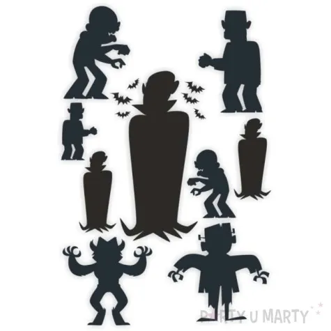 naklejki party potwory czarne 9 szt