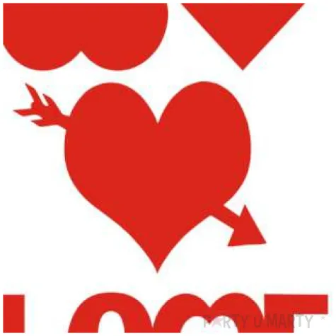 naklejki party serca duze i napis love mix 4 szt