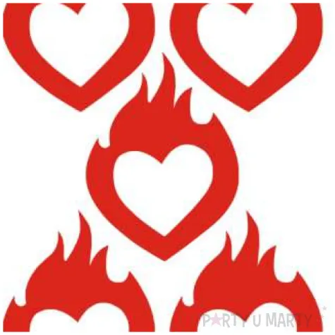 naklejki party serca z plomieniem mix 10 szt