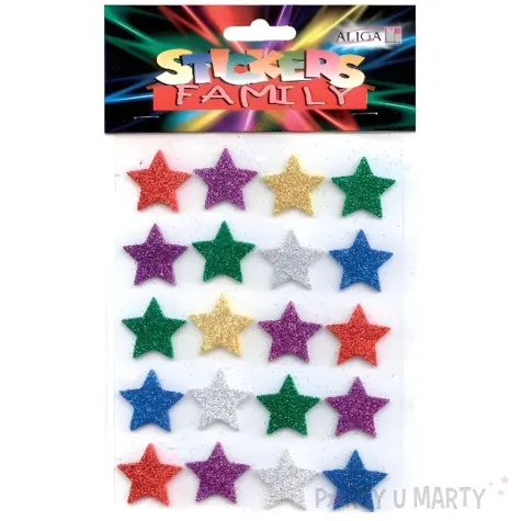 naklejki piankowe gwiazdki brokatowe aliga 20 szt