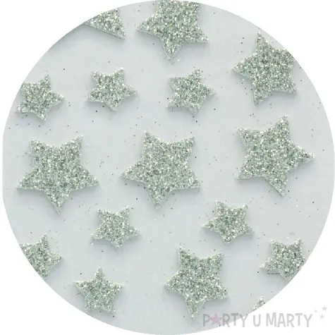 naklejki piankowe gwiazdki brokatowe srebrny aliga 20 szt