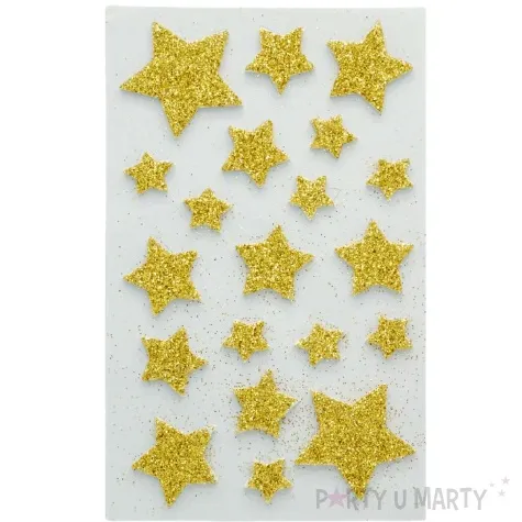 naklejki piankowe gwiazdki brokatowe zloty aliga 20 szt