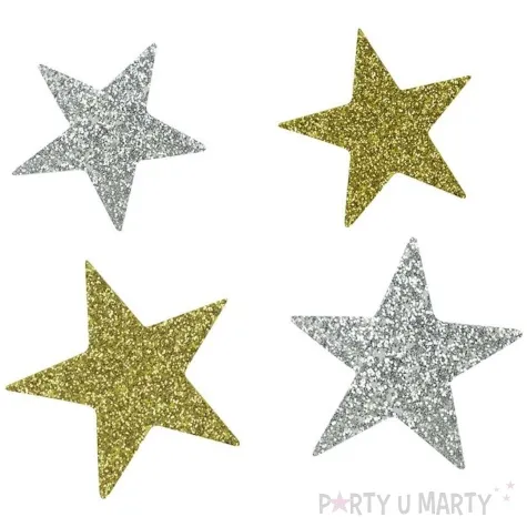 naklejki piankowe gwiazdki zloto srebrny titanum 70 szt