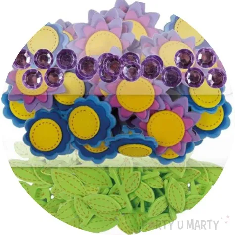 naklejki piankowe kwiatki 3d i liscie titanum 40 szt