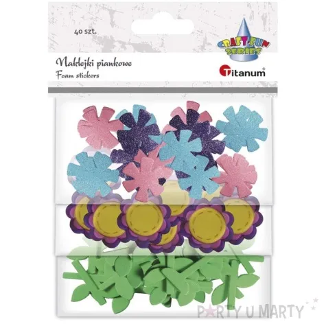 naklejki piankowe kwiatki i lodygi titanum 40 szt