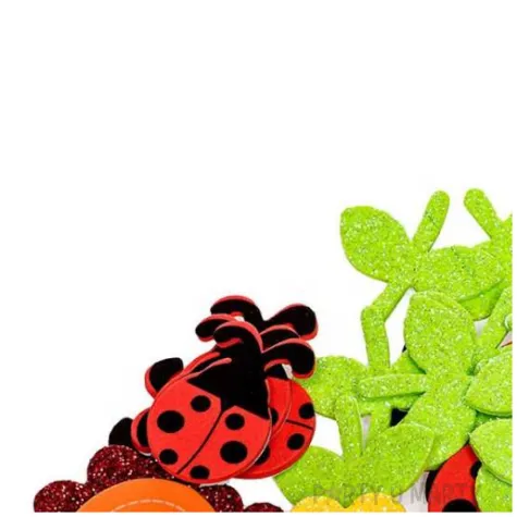 naklejki piankowe kwiaty i biedronki brokatowe mix brewis 32 szt