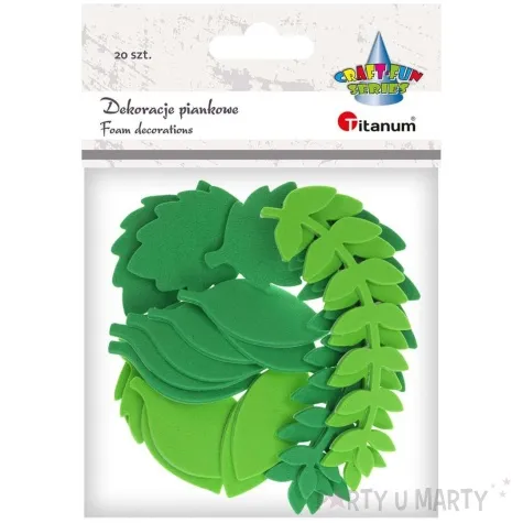 naklejki piankowe liscie paproci grabu i gladkie zielony titanum 20 szt