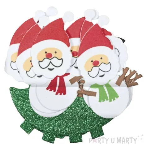 naklejki piankowe mikolaje i choinki brokatowe titanum 20 szt