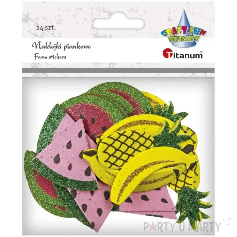 naklejki piankowe owoce w brokacie titanum 24 szt