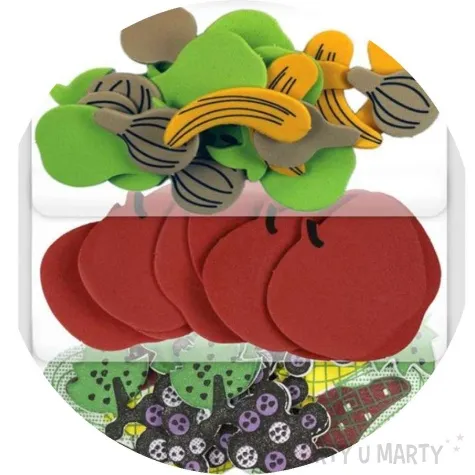 naklejki piankowe owoce warzywa i orzechy titanum 51 szt