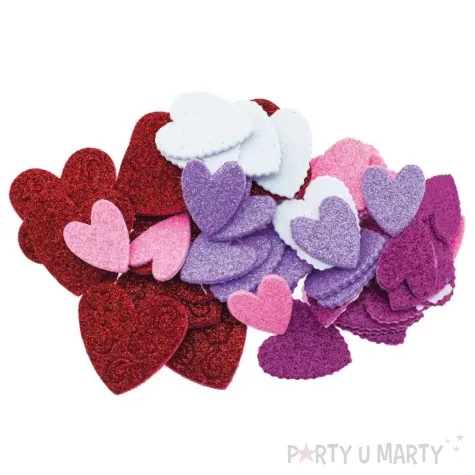 naklejki piankowe serca brokatowe mix wzorow brewis 64 szt