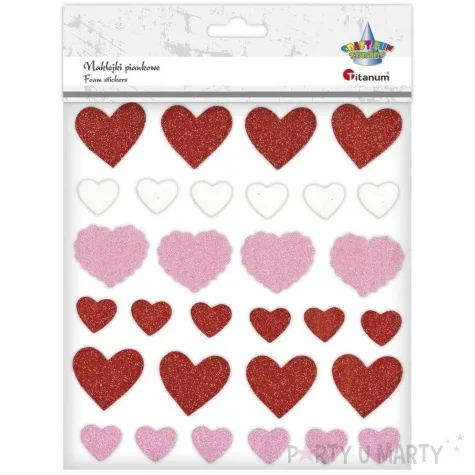 naklejki piankowe serca mix titanum 30 szt