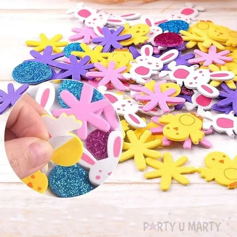 naklejki piankowe wielkanocne kwiaty i pisanki titanum 78 szt