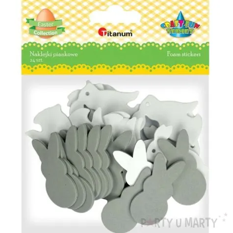naklejki piankowe wielkanocne szare kroliki titanum 24 szt