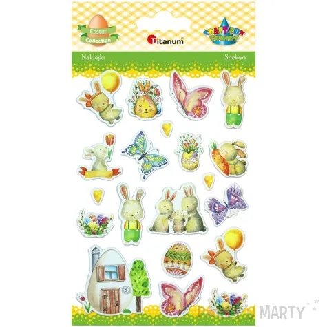 naklejki piankowe wielkanocne zajace i motylki titanum 20 szt