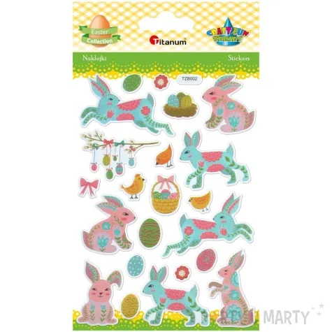 naklejki piankowe wielkanocne zajace w kwiaty titanum 22 szt