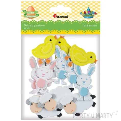 naklejki piankowe wielkanocne zwierzaczki titanum 12 szt