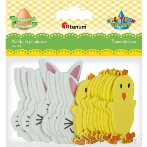 naklejki piankowe wielkanocne zwierzeta titanum 24 szt