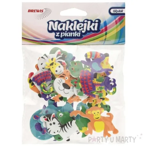 naklejki piankowe zwierzeta dzungla mix brewis 24 szt