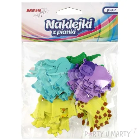 naklejki piankowe zwierzeta dzungla mix brewis 36 szt