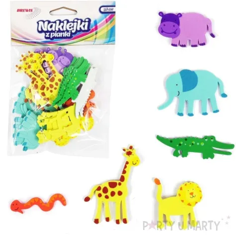 naklejki piankowe zwierzeta dzungla mix brewis 36 szt
