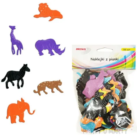naklejki piankowe zwierzeta safari mix brewis 98 szt