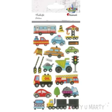 naklejki pojazdy budowlane wypukle mix titanum 21 szt