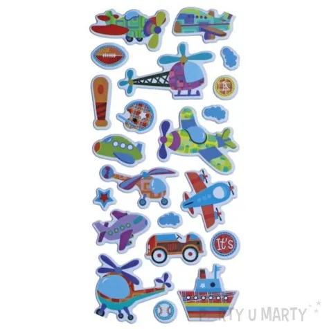 naklejki pojazdy latajace w chmurach wypukle mix titanum 21 szt