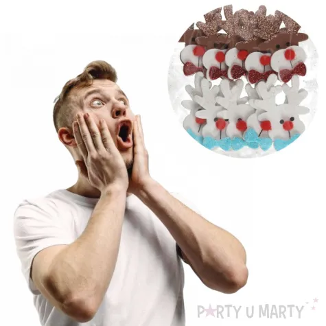 naklejki reniferki piankowe z brokatem brewis 10 szt