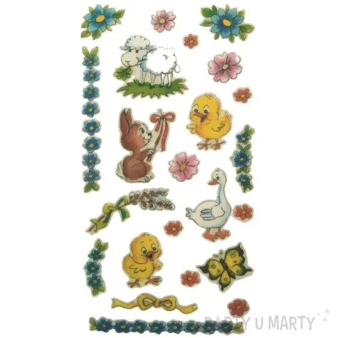 naklejki samoprzylepne wielkanocne kwiatki i zwierzatka brewis 23 szt