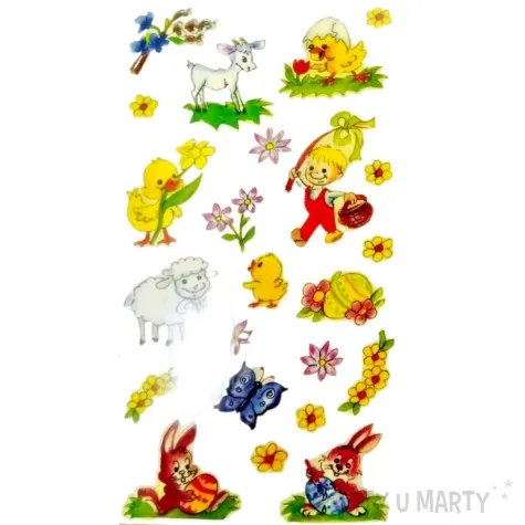 naklejki samoprzylepne wielkanocny baranek i kurczaczki brewis 23 szt