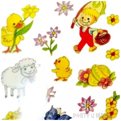 naklejki samoprzylepne wielkanocny baranek i kurczaczki brewis 23 szt