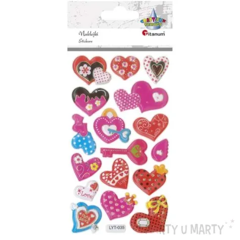 naklejki serca i klucze mix titanum 17 szt