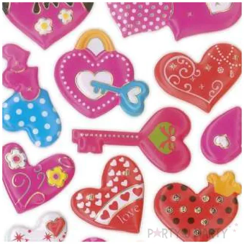 naklejki serca i klucze mix titanum 17 szt