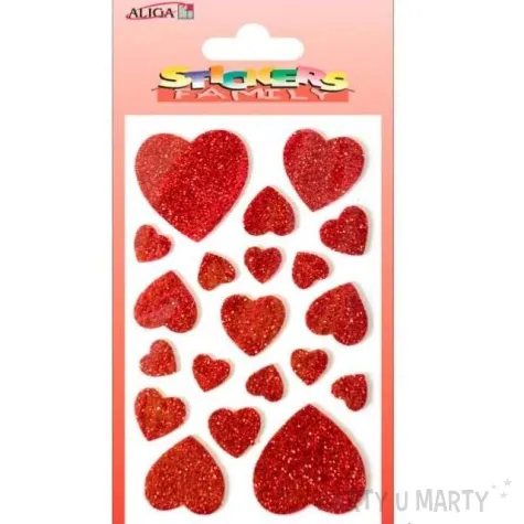 naklejki serca w brokacie aliga 20 szt