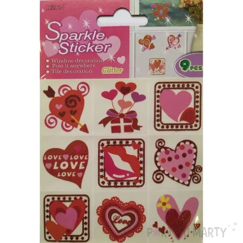 naklejki serca z brokatem brewis 9 szt