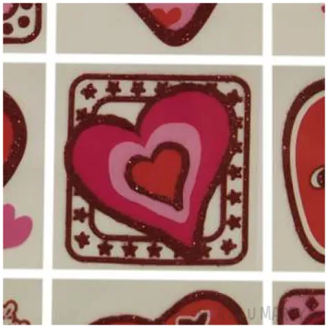 naklejki serca z brokatem i doniczka brewis 9 szt