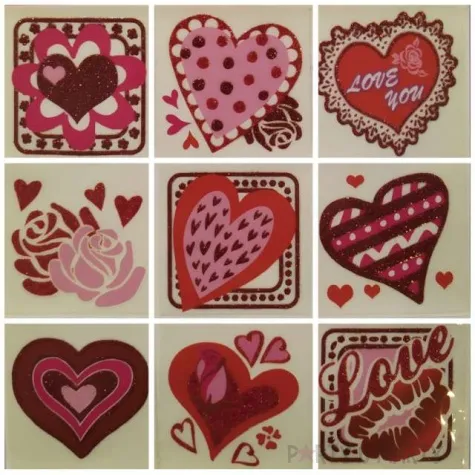 naklejki serca z brokatem i kwiaty brewis 9 szt