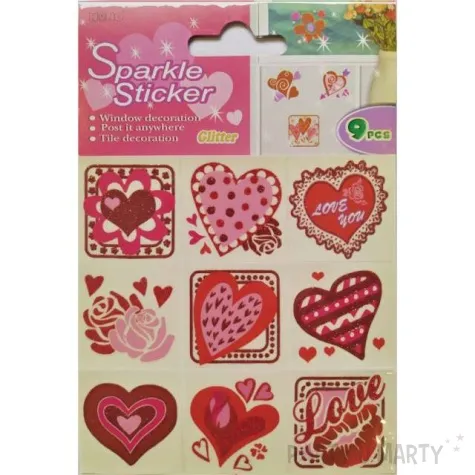 naklejki serca z brokatem i kwiaty brewis 9 szt