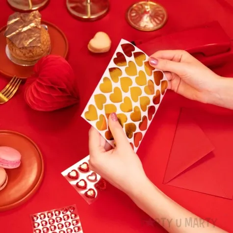 naklejki serca zloty partypal 30 szt